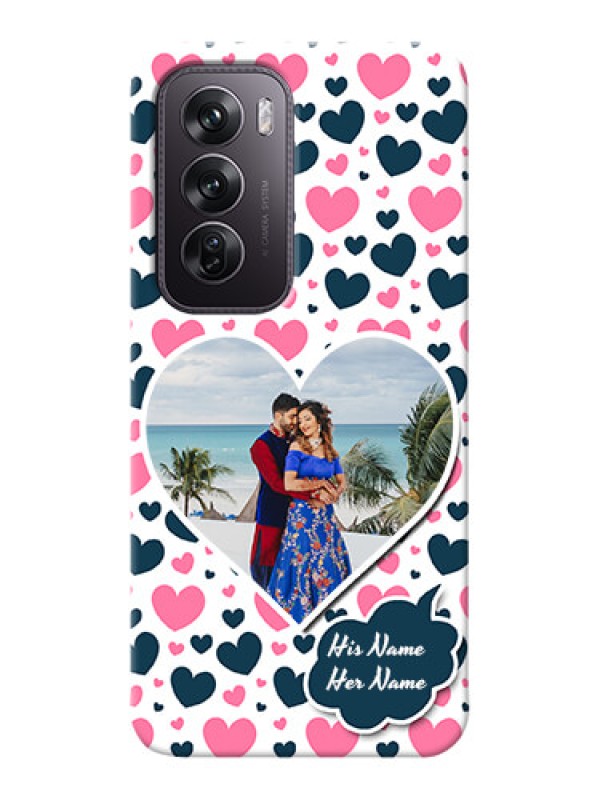 Custom Oppo Reno 12 Pro 5G Mobile Covers Online: Pink And Blue Heart Design
