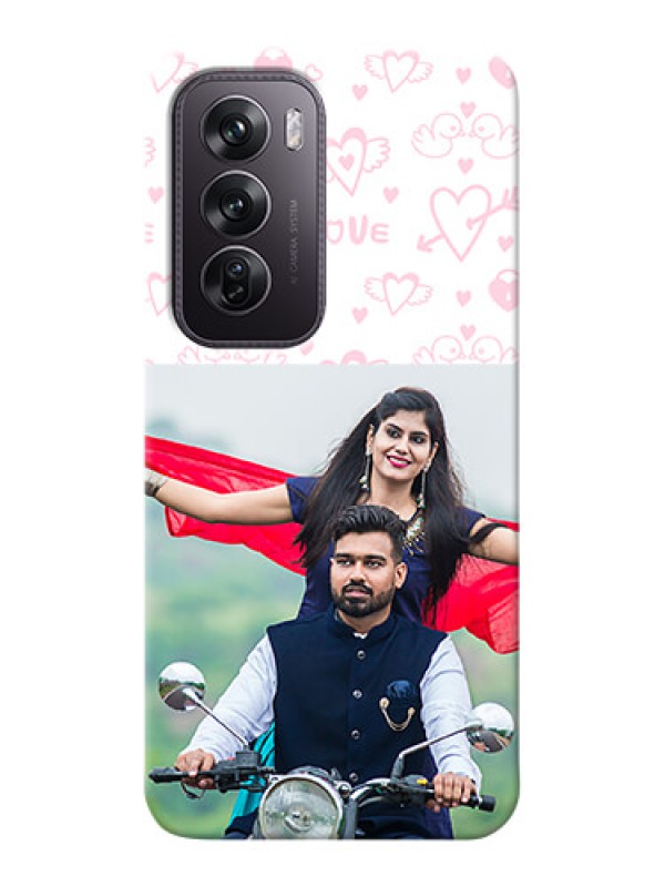 Custom Oppo Reno 12 Pro 5G personalized phone covers: Pink Flying Heart Design