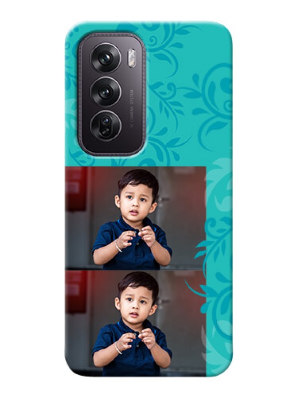 Custom Oppo Reno 12 Pro 5G Mobile Cases with Photo and Green Floral Design