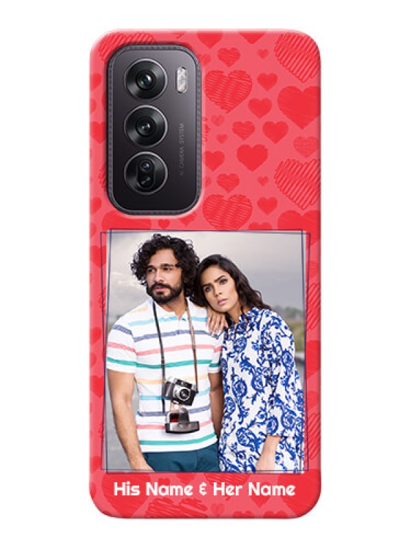 Custom Oppo Reno 12 Pro 5G Mobile Back Covers: with Red Heart Symbols Design