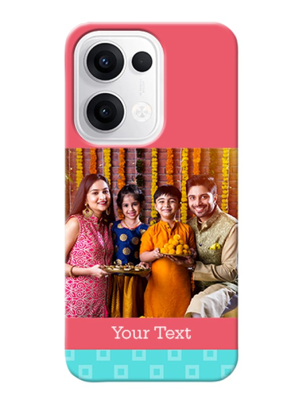 Custom Oppo Reno 13 5G Custom Hard Phone Case - Peach & Blue Color Design