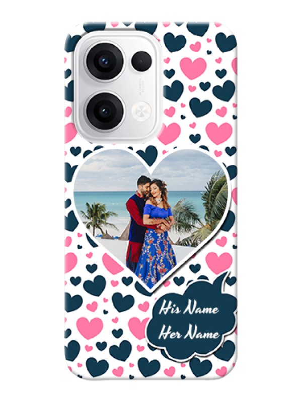 Custom Oppo Reno 13 5G Custom Hard Phone Case - Pink & Blue Heart Design