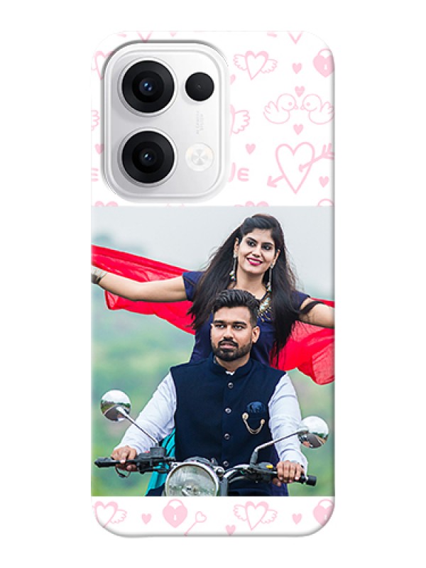 Custom Oppo Reno 13 5G Custom Hard Phone Case - Pink Flying Heart Design