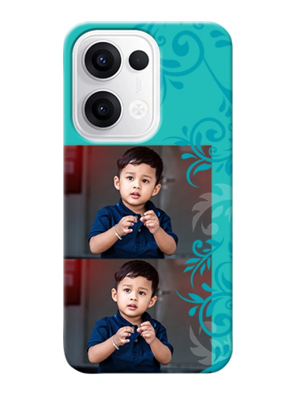 Custom Oppo Reno 13 5G Custom Hard Phone Case - With Photo And Green Floral Design