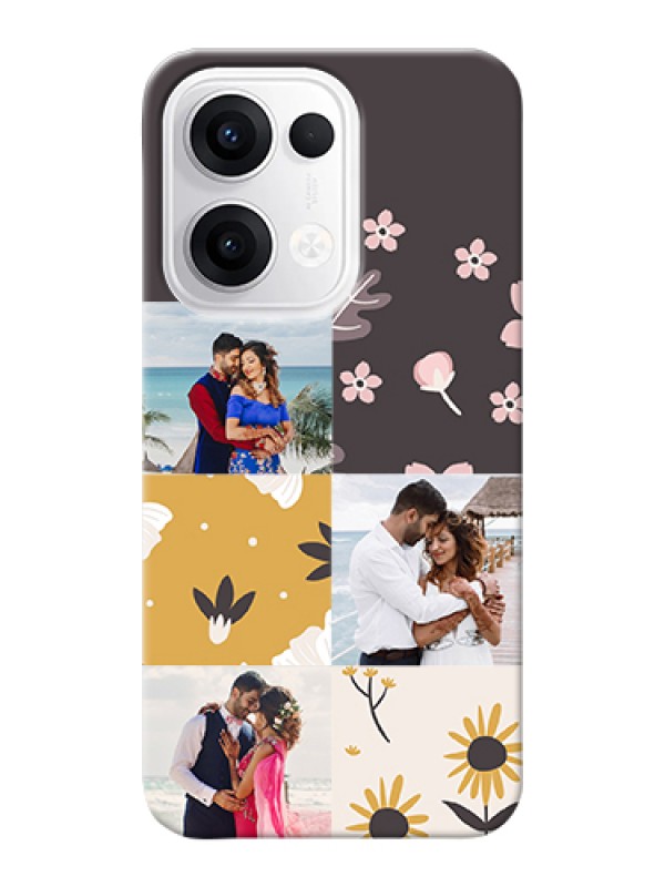 Custom Oppo Reno 13 5G Custom Hard Phone Case - 3 Images With Floral Design