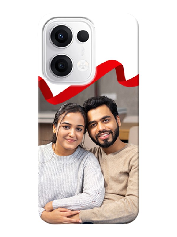 Custom Oppo Reno 13 5G Custom Hard Phone Case - Red Ribbon Frame Design