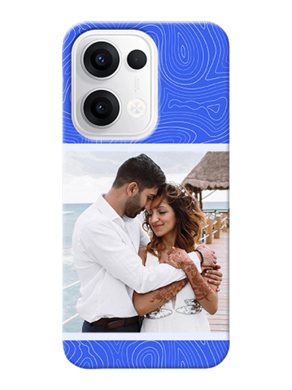 Custom Oppo Reno 13 5G Custom Hard Phone Case - Curved Line Art With Blue And White Design