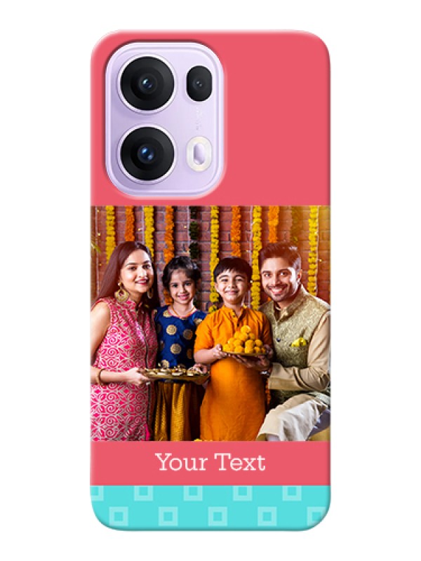 Custom Oppo Reno 13 Pro 5G Custom Hard Phone Case - Peach & Blue Color Design