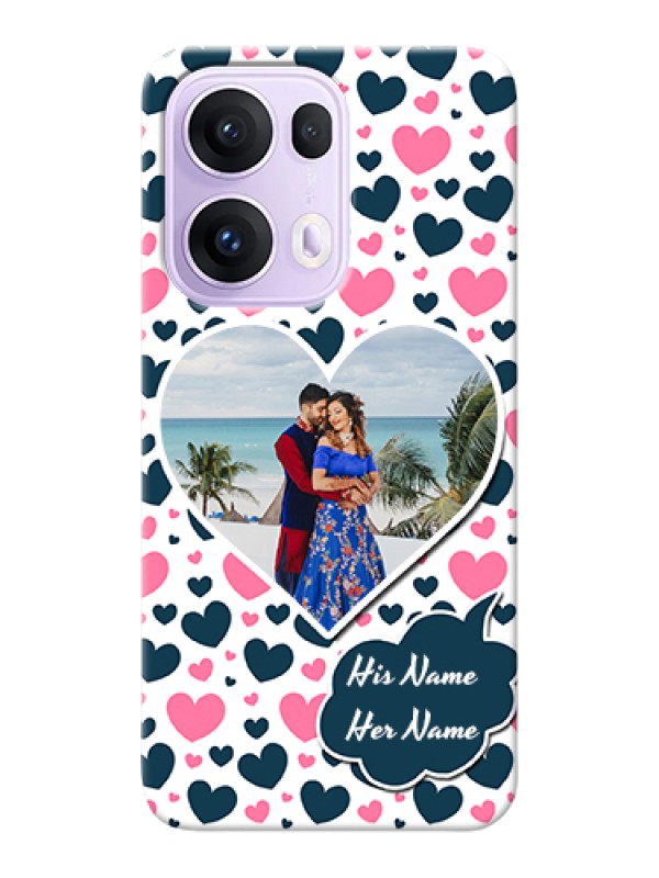 Custom Oppo Reno 13 Pro 5G Custom Hard Phone Case - Pink & Blue Heart Design