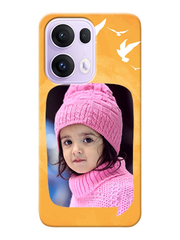 Custom Oppo Reno 13 Pro 5G Custom Hard Phone Case - Water Color Design With Bird Icons