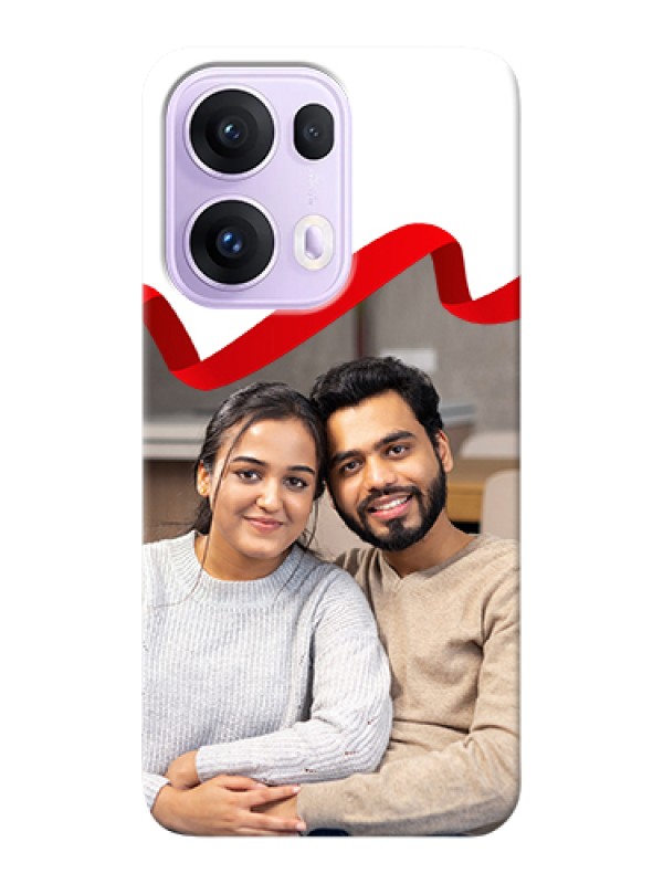 Custom Oppo Reno 13 Pro 5G Custom Hard Phone Case - Red Ribbon Frame Design