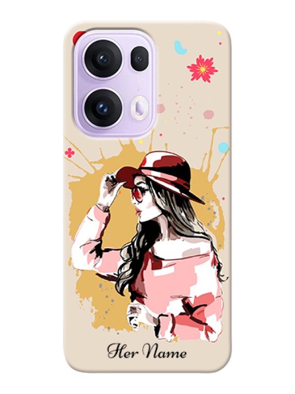 Custom Oppo Reno 13 Pro 5G Custom Hard Phone Case - Women With Pink Hat Design