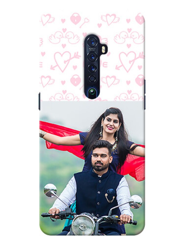 Custom Oppo Reno 2 personalized phone covers: Pink Flying Heart Design