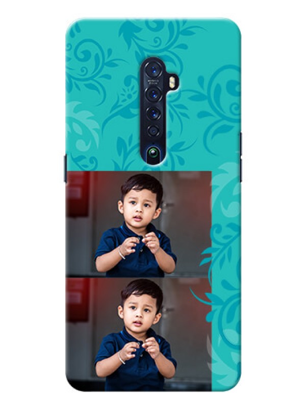 Custom Oppo Reno 2 Mobile Cases with Photo and Green Floral Design 