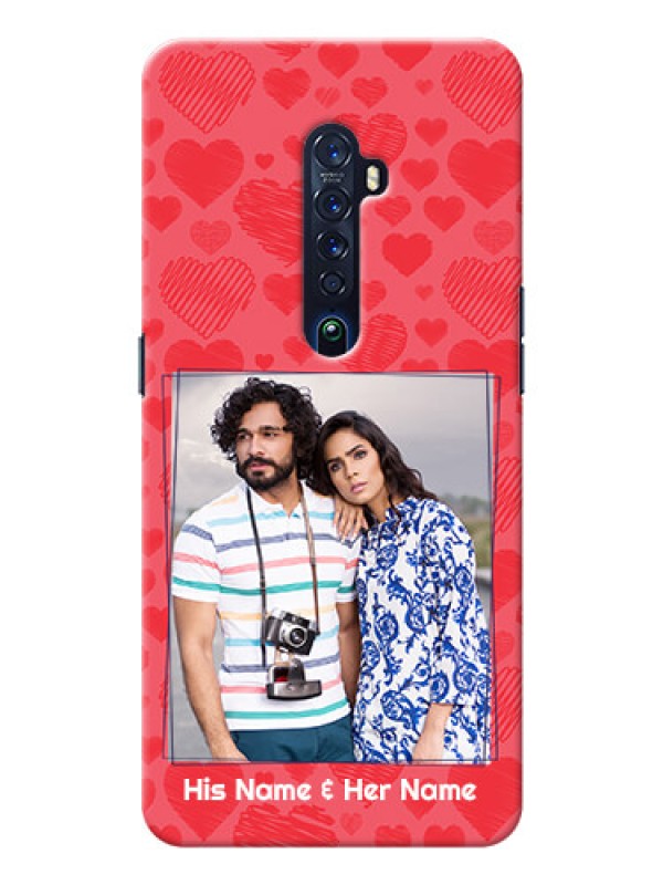 Custom Oppo Reno 2 Mobile Back Covers: with Red Heart Symbols Design