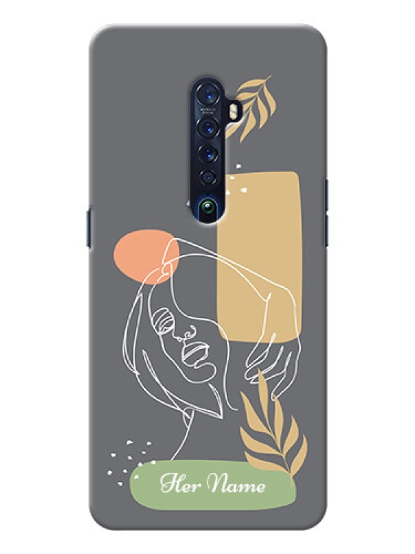 Custom Reno 2 Phone Back Covers: Gazing Woman line art Design