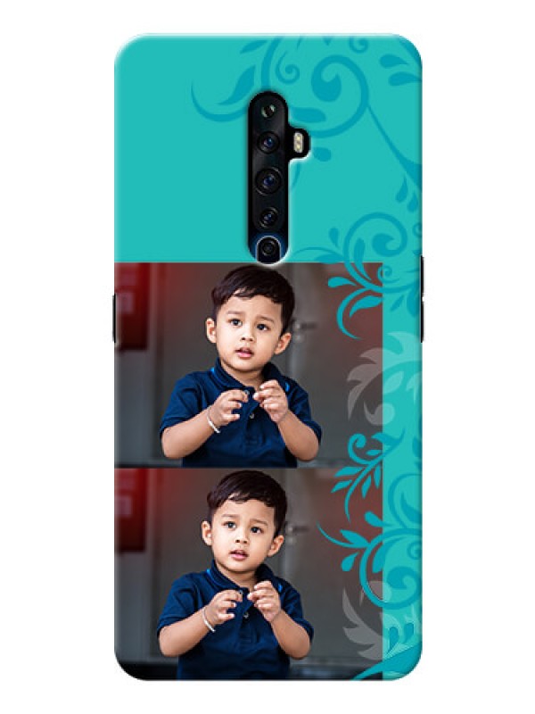 Custom Reno 2F Mobile Cases with Photo and Green Floral Design 