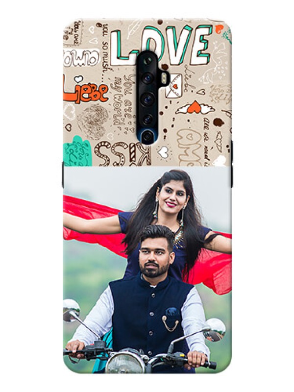 Custom Reno 2F Personalised mobile covers: Love Doodle Pattern 
