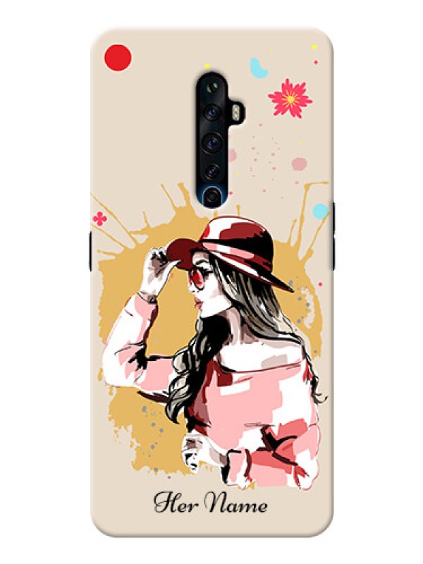 Custom Reno 2F Back Covers: Women with pink hat Design