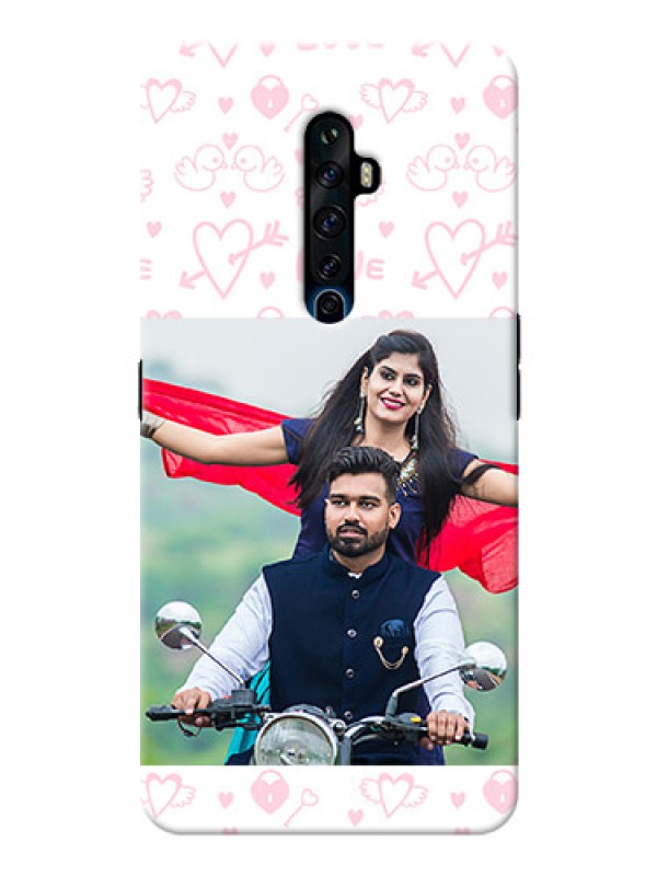 Custom Reno 2Z personalized phone covers: Pink Flying Heart Design