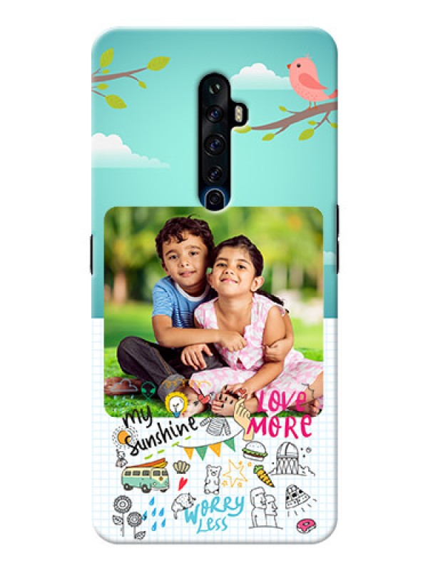 Custom Reno 2Z phone cases online: Doodle love Design