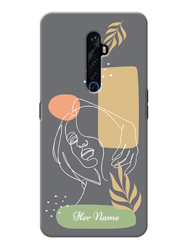 Custom Reno 2Z Phone Back Covers: Gazing Woman line art Design