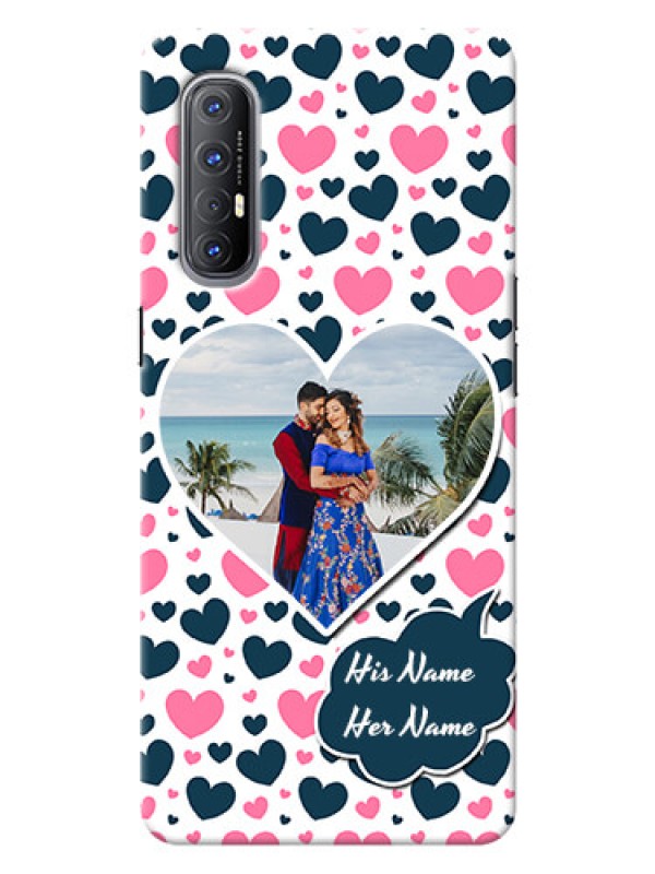 Custom Reno 3 Pro Mobile Covers Online: Pink & Blue Heart Design