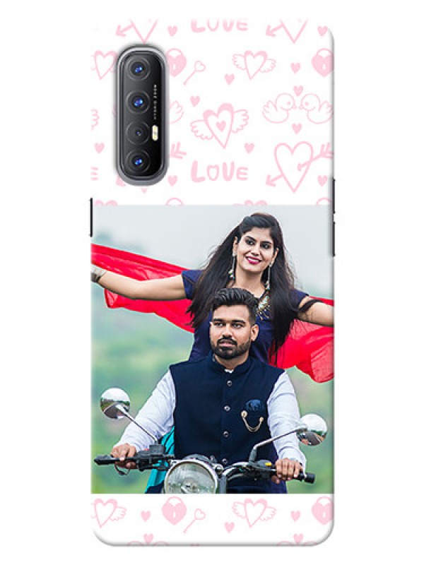 Custom Reno 3 Pro personalized phone covers: Pink Flying Heart Design