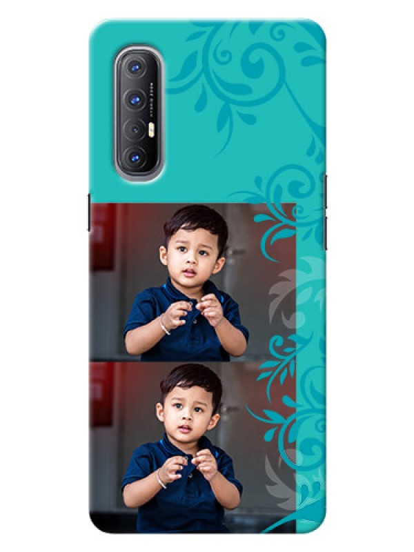 Custom Reno 3 Pro Mobile Cases with Photo and Green Floral Design 