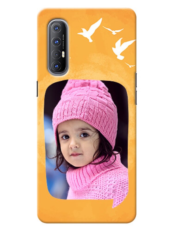 Custom Reno 3 Pro Phone Covers: Water Color Design with Bird Icons