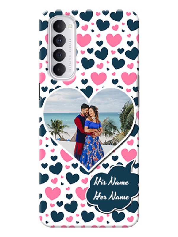 Custom Reno 4 Pro Mobile Covers Online: Pink & Blue Heart Design