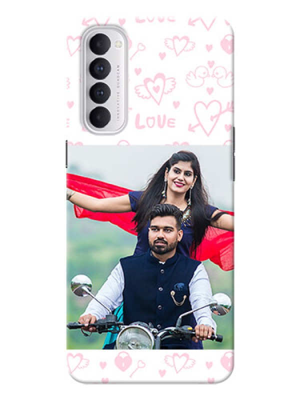 Custom Reno 4 Pro personalized phone covers: Pink Flying Heart Design