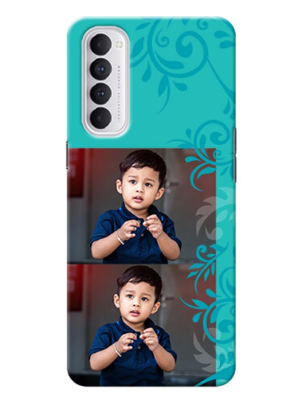 Custom Reno 4 Pro Mobile Cases with Photo and Green Floral Design 