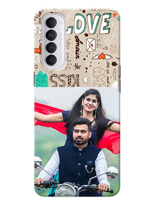 Custom Reno 4 Pro Personalised mobile covers: Love Doodle Pattern 