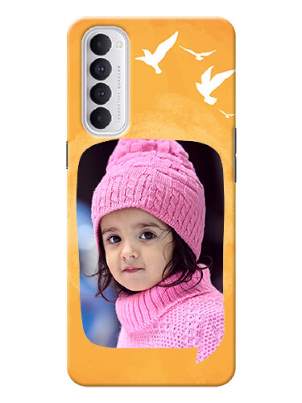 Custom Reno 4 Pro Phone Covers: Water Color Design with Bird Icons