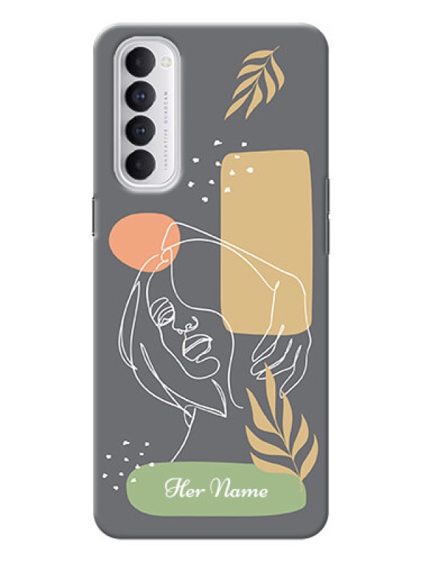 Custom Reno 4 Pro Phone Back Covers: Gazing Woman line art Design
