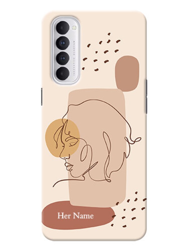 Custom Reno 4 Pro Custom Phone Covers: Calm Woman line art Design