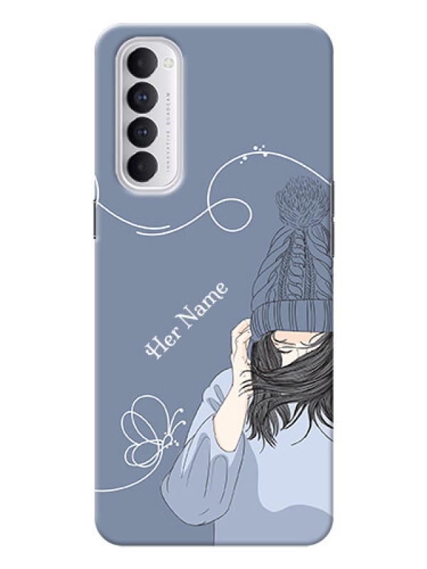 Custom Reno 4 Pro Custom Mobile Case with Girl in winter outfit Design