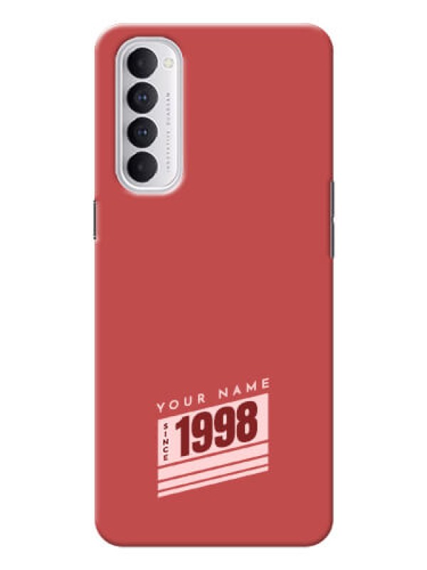 Custom Reno 4 Pro Phone Back Covers: Red custom year of birth Design