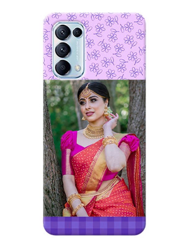 Custom Reno 5 Pro 5G Mobile Cases: Purple Floral Design