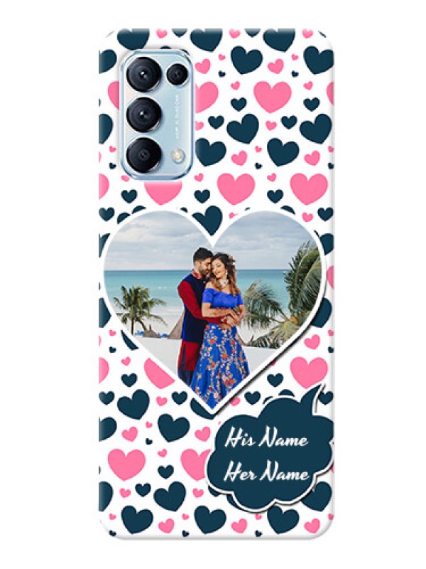 Custom Reno 5 Pro 5G Mobile Covers Online: Pink & Blue Heart Design