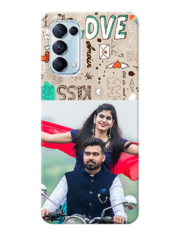 Custom Reno 5 Pro 5G Personalised mobile covers: Love Doodle Pattern 