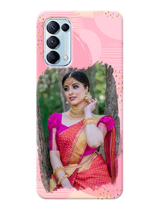 Custom Reno 5 Pro 5G Phone Covers for Girls: Gold Glitter Splash Design