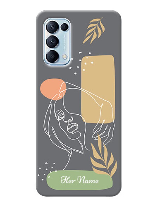 Custom Reno 5 Pro Phone Back Covers: Gazing Woman line art Design