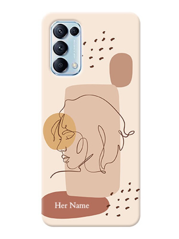 Custom Reno 5 Pro Custom Phone Covers: Calm Woman line art Design