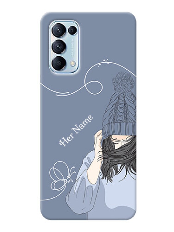 Custom Reno 5 Pro Custom Mobile Case with Girl in winter outfit Design