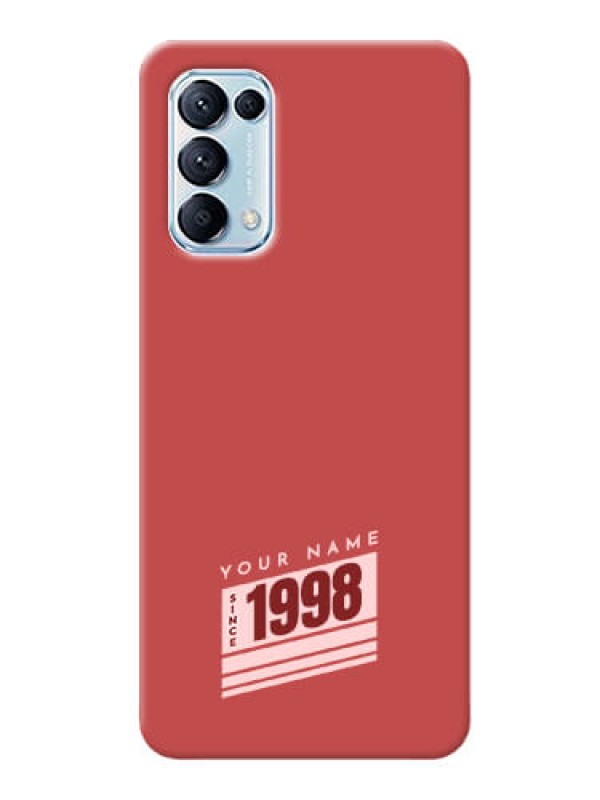Custom Reno 5 Pro Phone Back Covers: Red custom year of birth Design