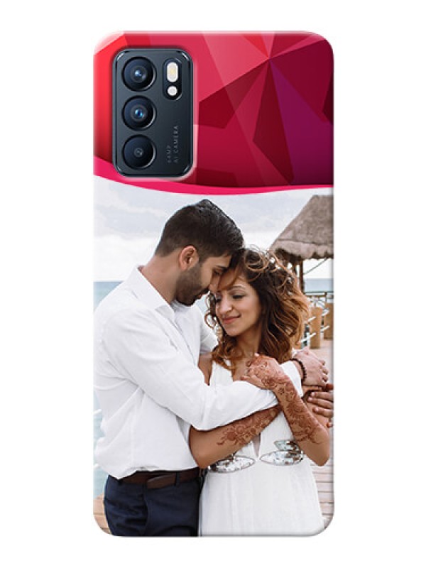 Custom Reno 6 5G custom mobile back covers: Red Abstract Design