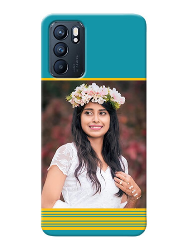 Custom Reno 6 5G personalized phone covers: Yellow & Blue Design 