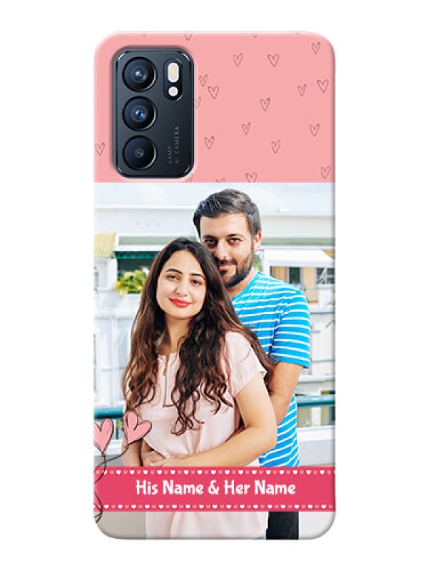 Custom Reno 6 5G phone back covers: Love Design Peach Color